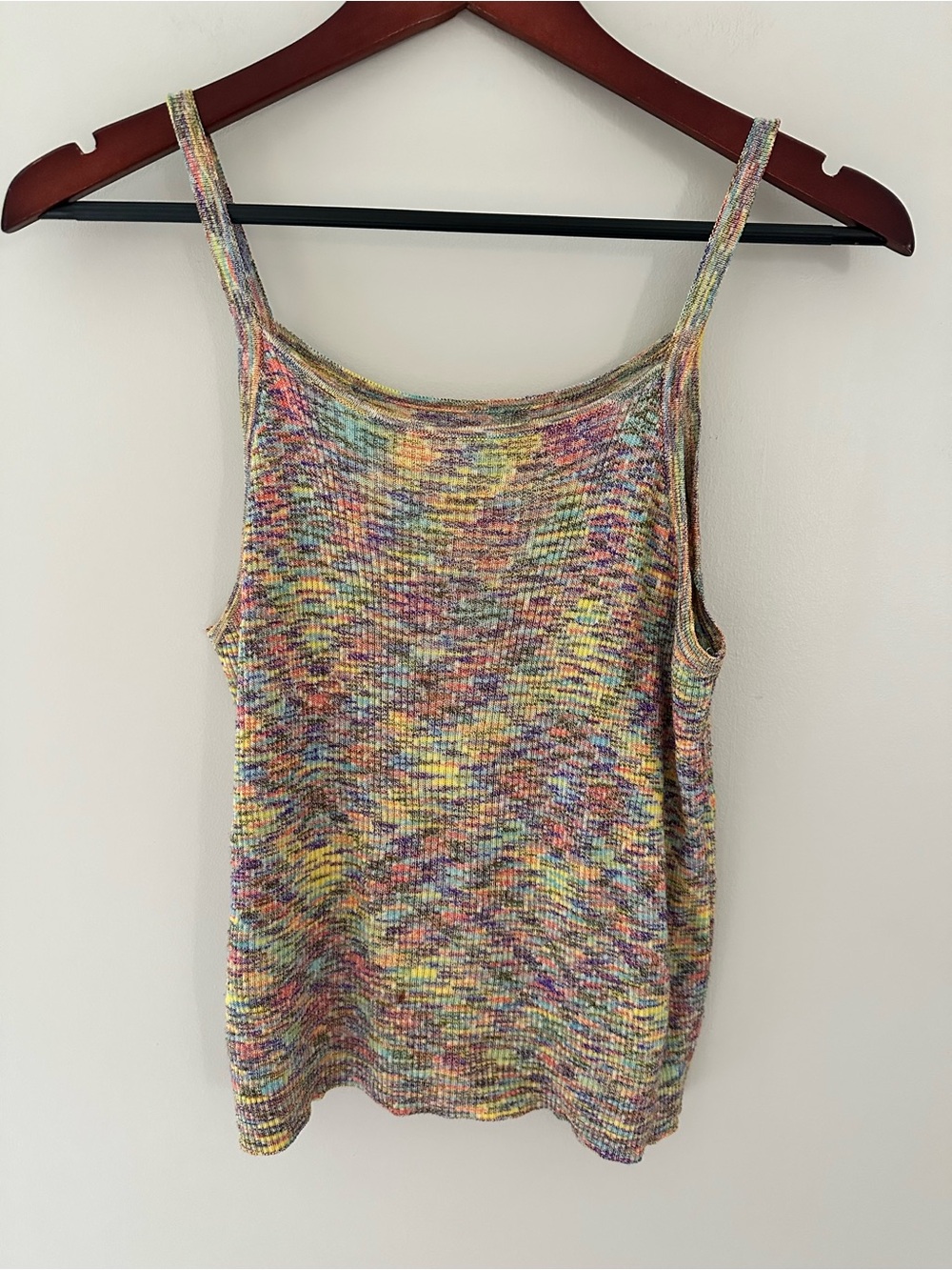 Vintage Missoni Space-Dye Rib Knit Y2K Multicolor Tank Top Lightweight Colorful
